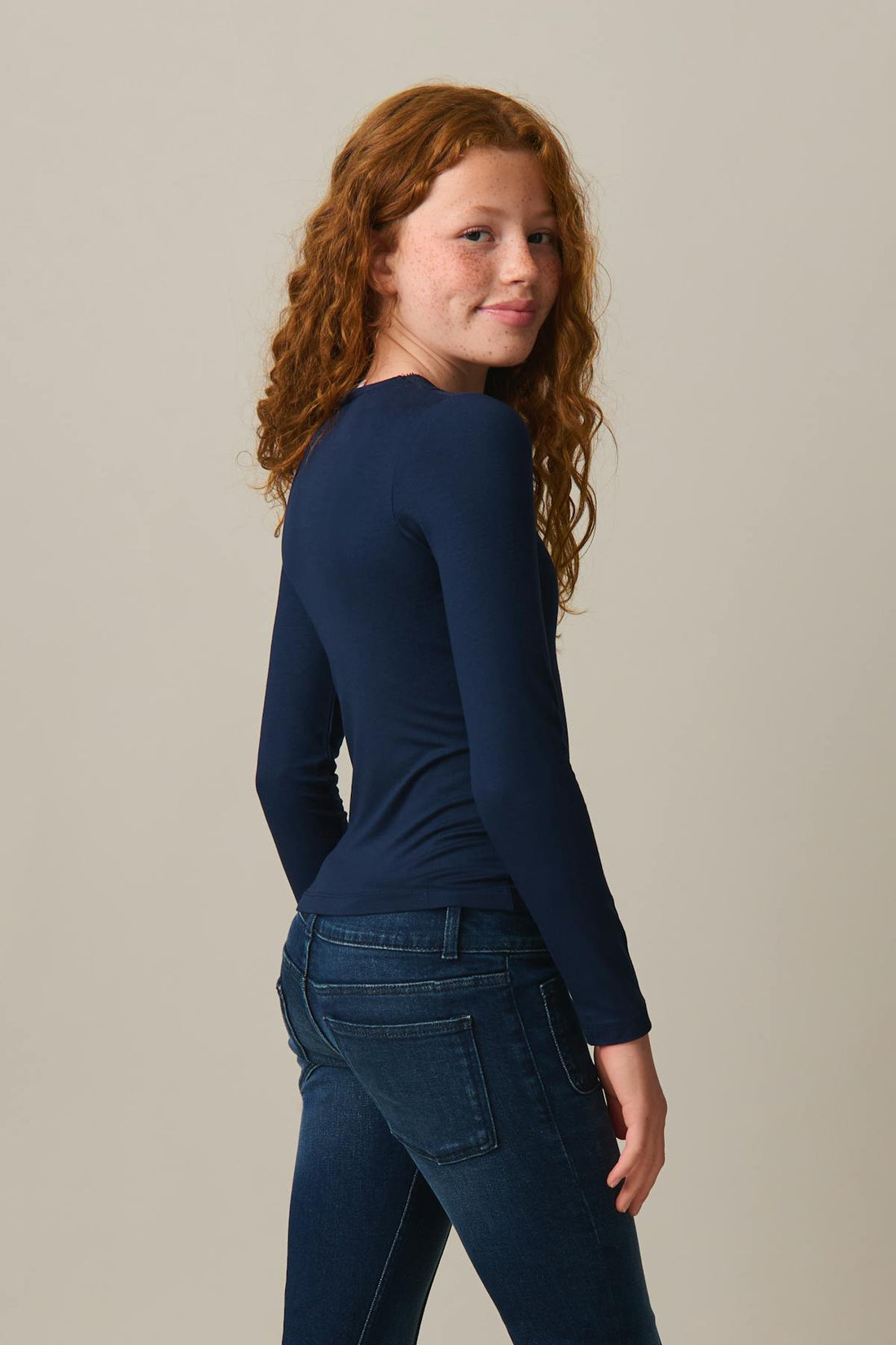 Y lace top - Navy blazer