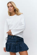 Frill denim skirt - Bleu clair