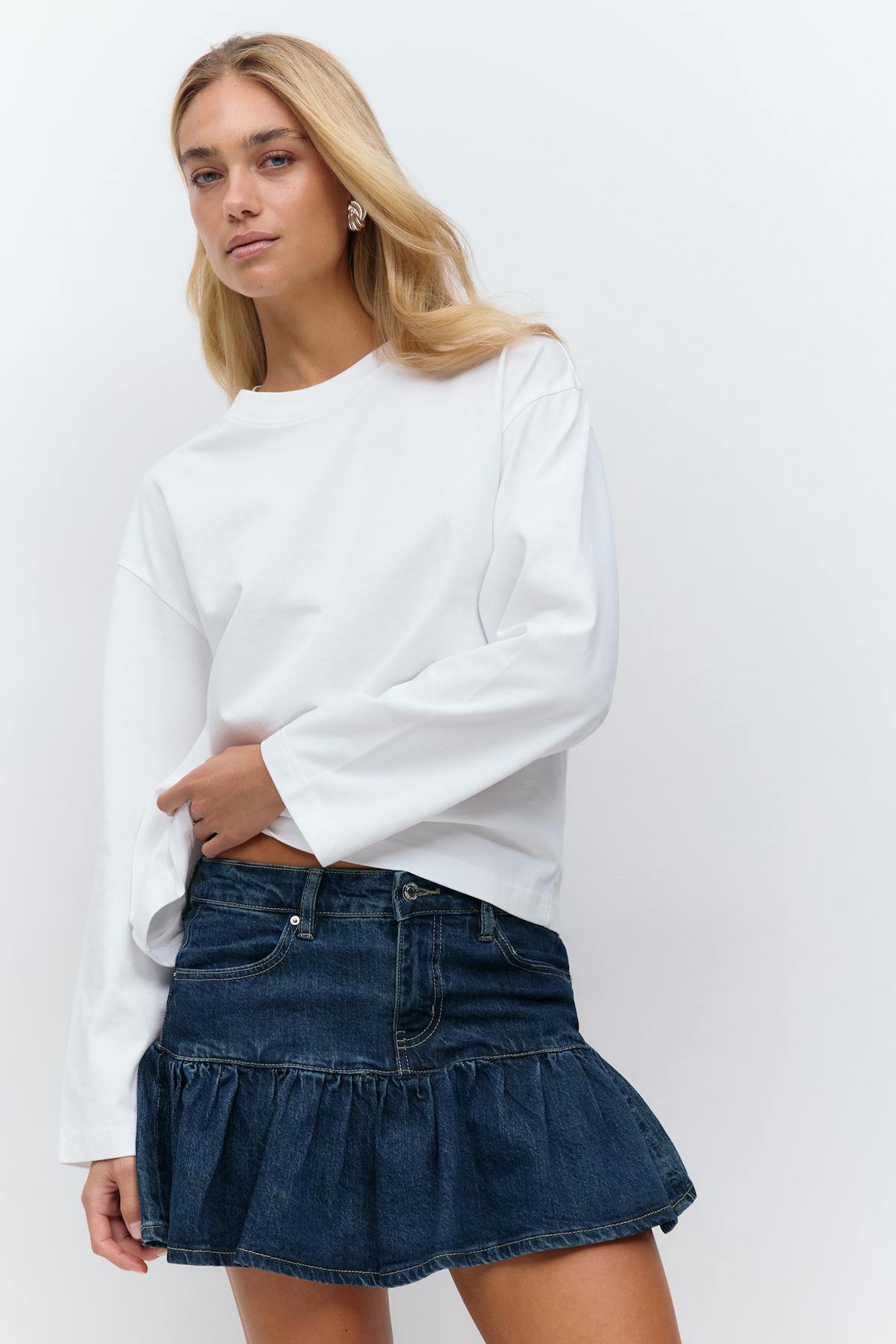 Frill denim skirt - Bleu clair