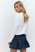 Frill denim skirt - Bleu clair