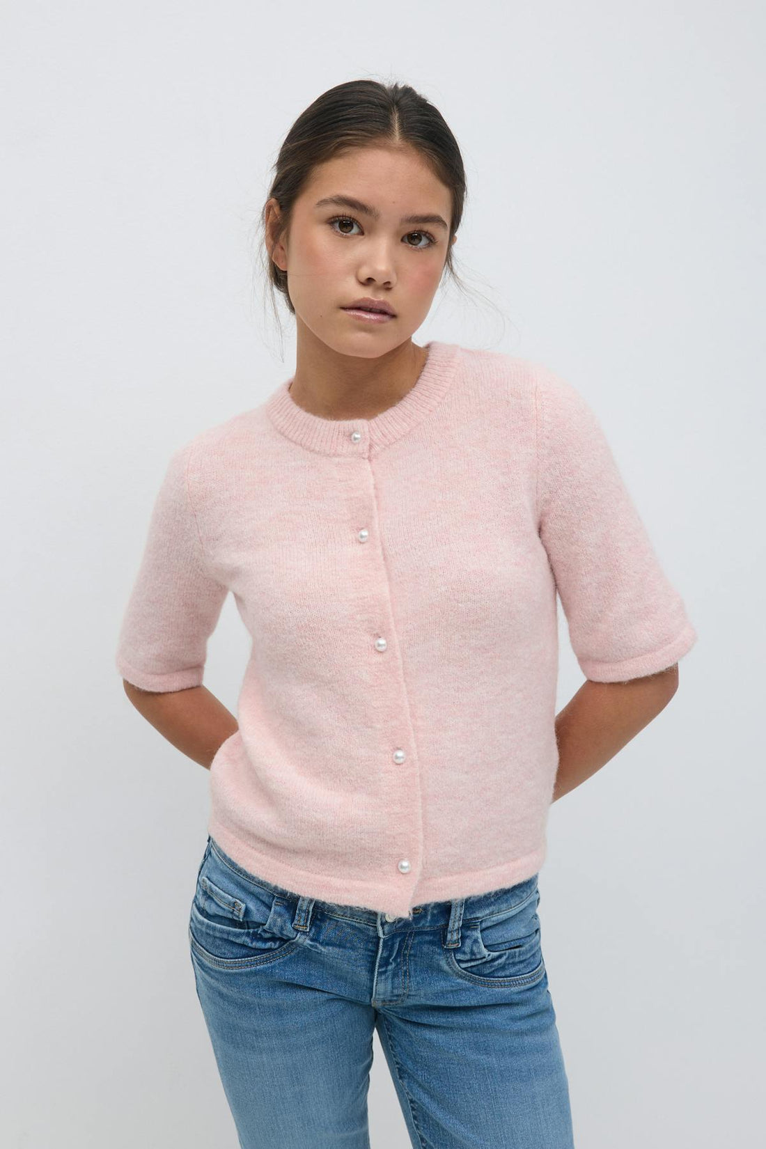 Y knitted cardigan - Primrose pink