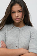 Y knitted cardigan - Lt grey melange