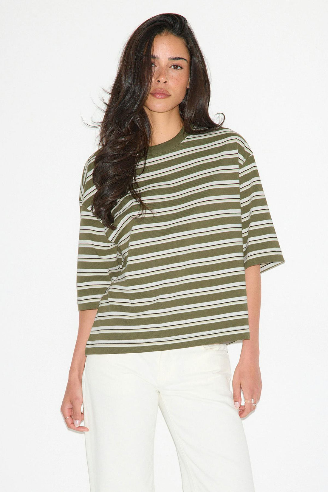 Perfect boxy tee - Green stripe