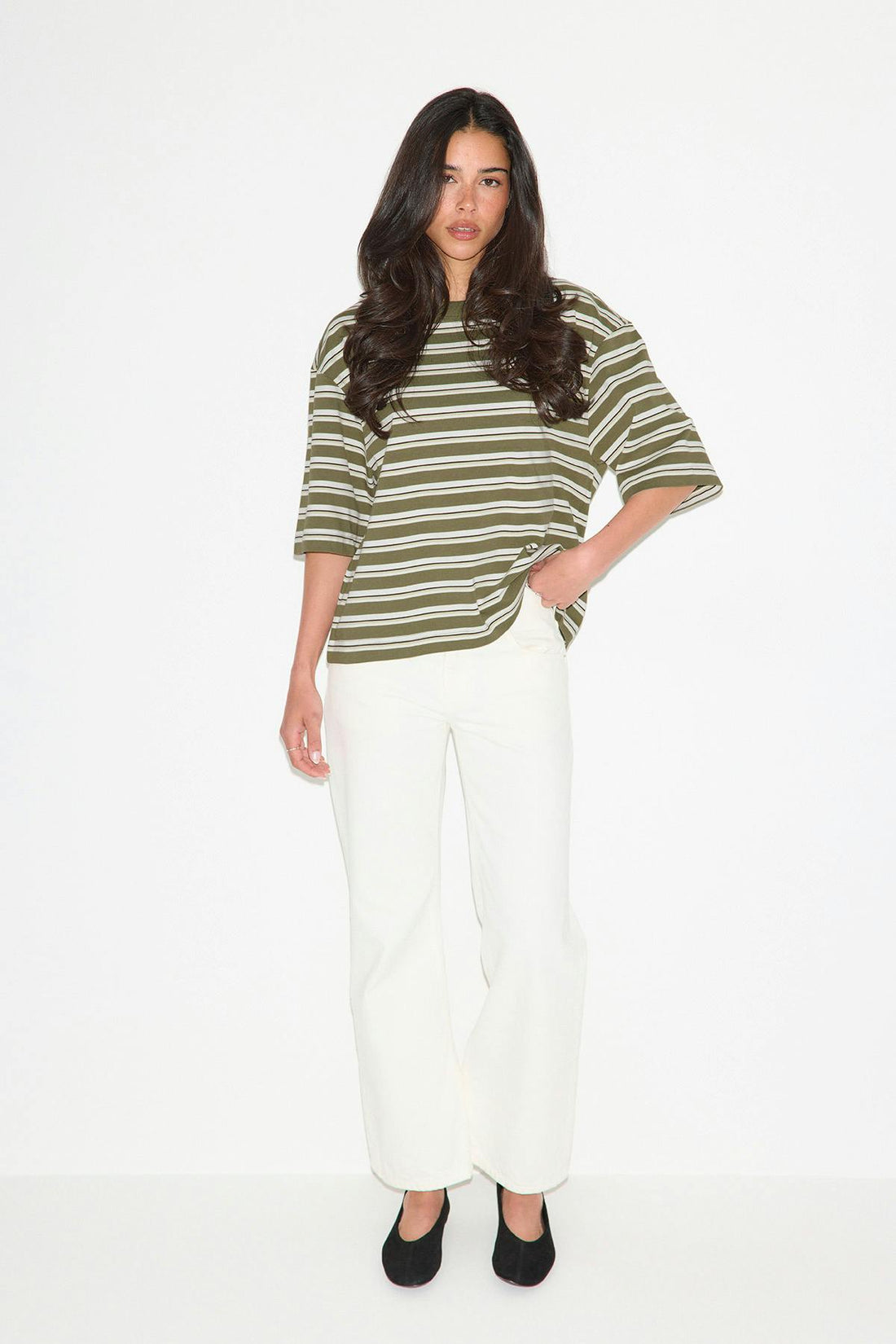 Perfect boxy tee - Green stripe