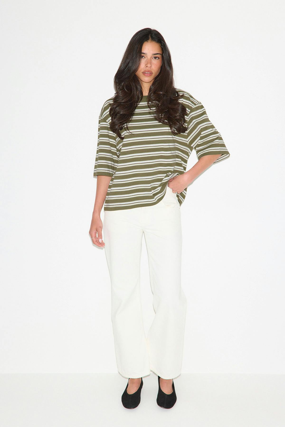 Perfect boxy tee - Green stripe