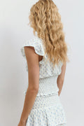 Smock frill top - Pistachio rose