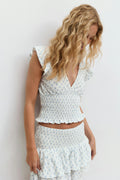 Smock frill top - Baby blue ditsy
