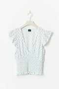 Smock frill top - Baby blue ditsy