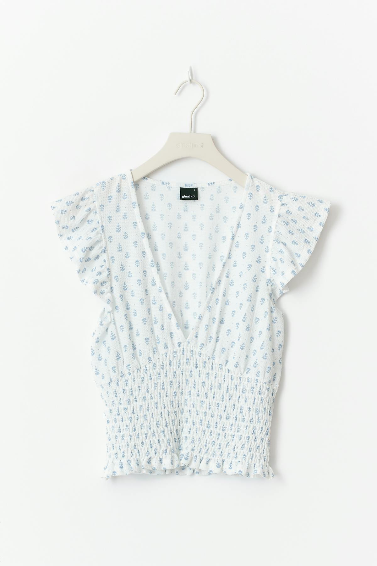 Smock frill top - Baby blue ditsy