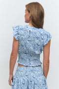Smock frill top - White/print