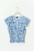 Smock frill top - White/print