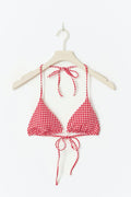 Gingham bikini triangle top - Red/white check