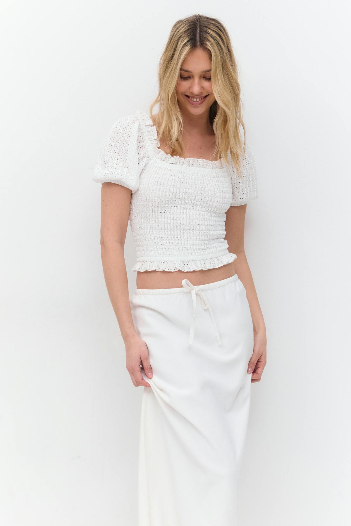 Puff sleeve frill top - Noir