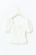 Puff sleeve frill top - Blanc cassé