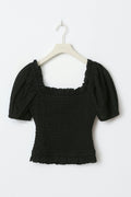 Puff sleeve frill top - Noir