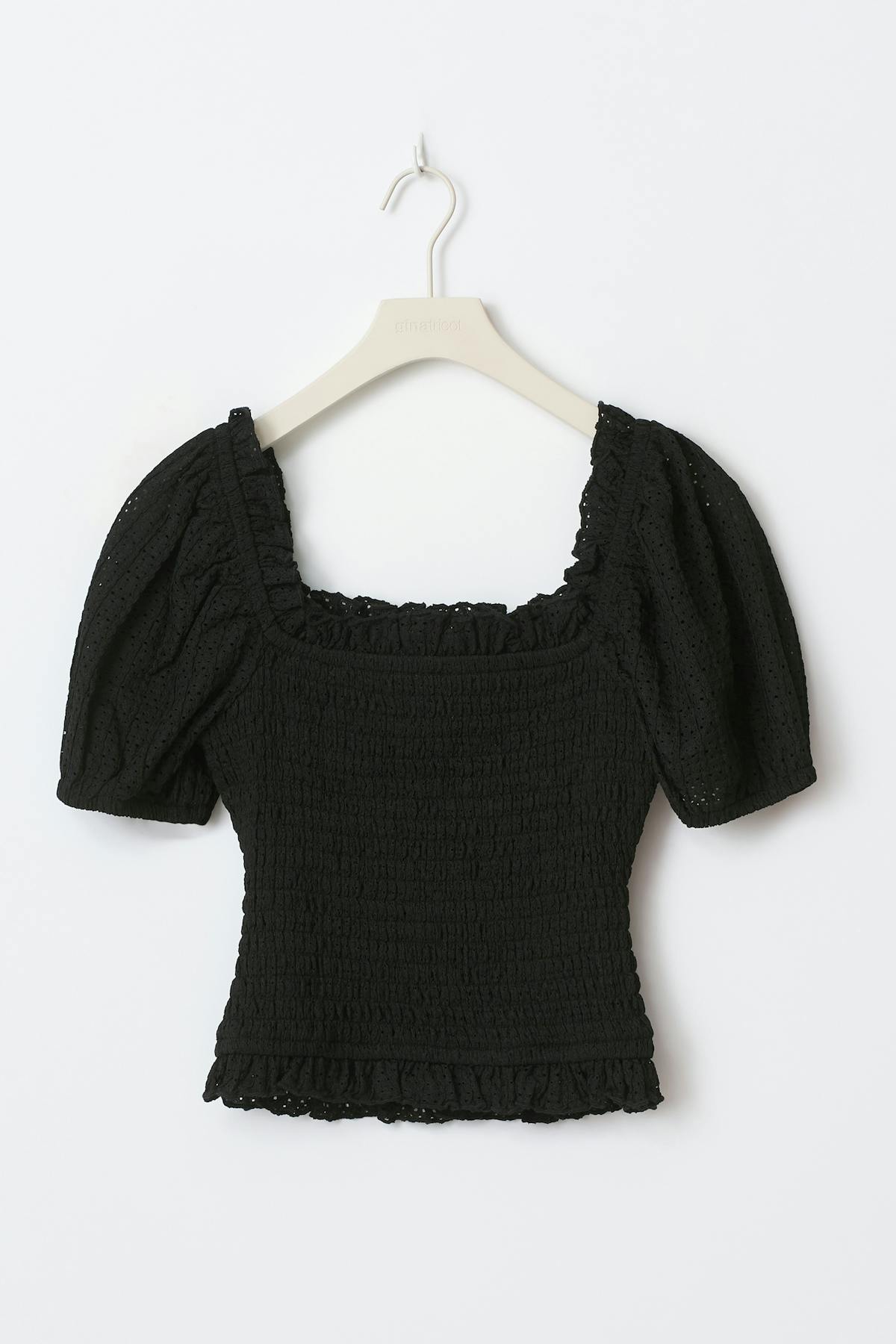 Puff sleeve frill top - Noir