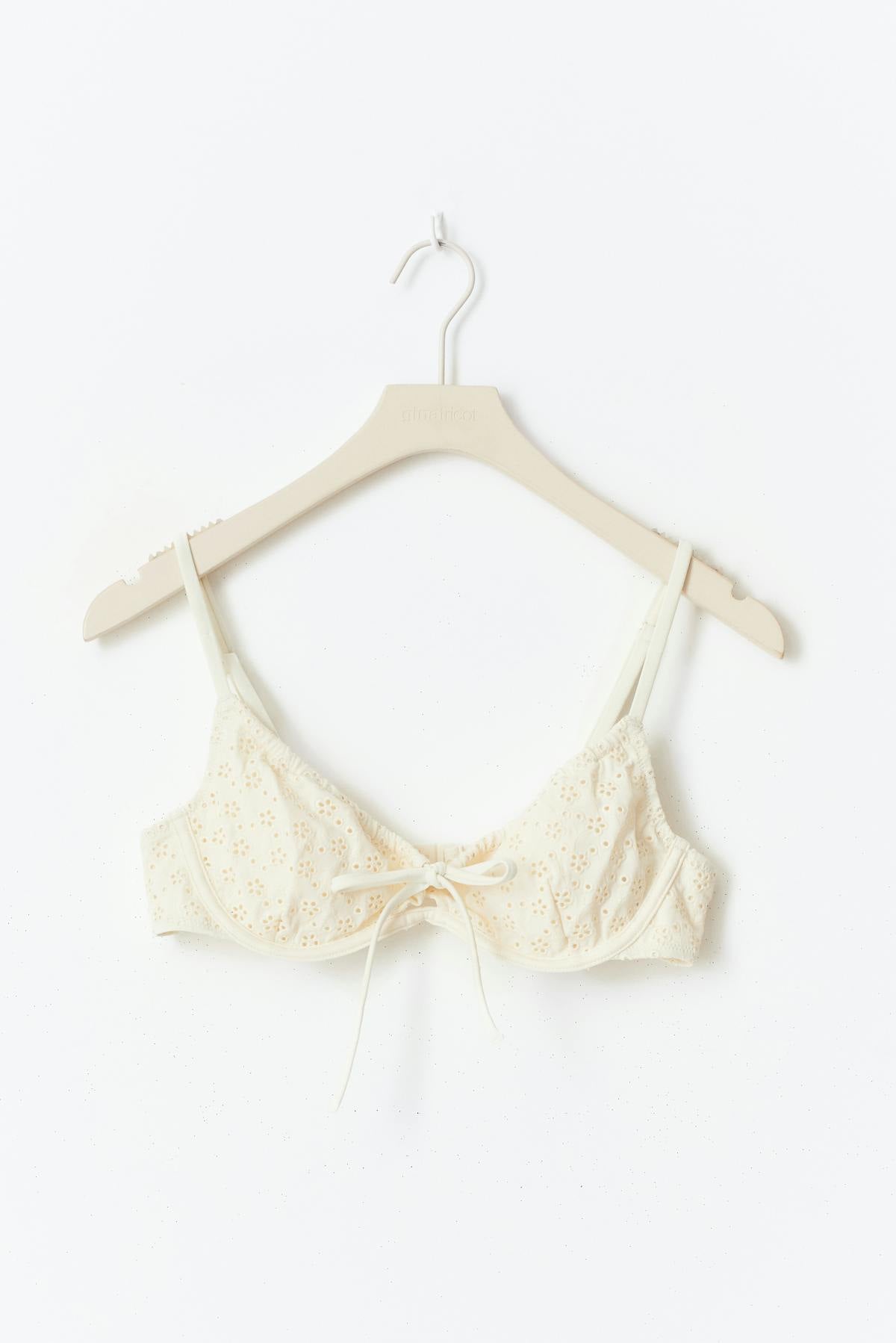 Embroidery bikini wire bra - Blanc cassé