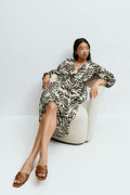 Midi wrap dress - Green botanical
