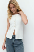 Tailored boatneck vest - Rose clair