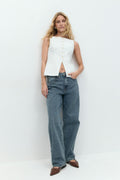 Tailored boatneck vest - Rose clair