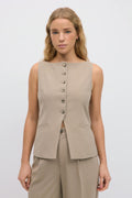 Tailored boatneck vest - Beige foncé