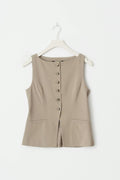 Tailored boatneck vest - Beige foncé
