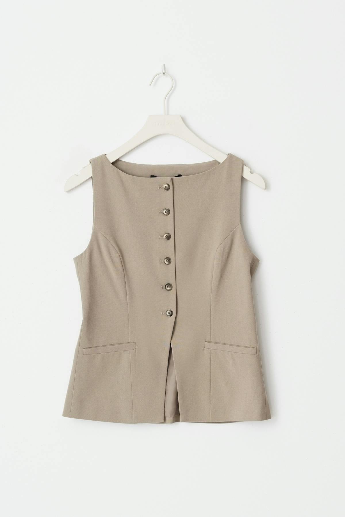 Tailored boatneck vest - Beige foncé