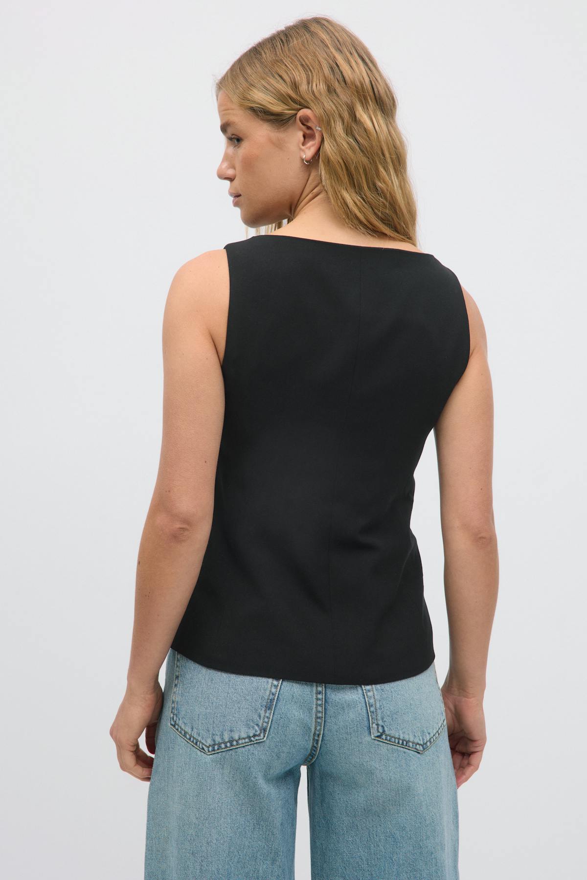Tailored boatneck vest - Beige foncé