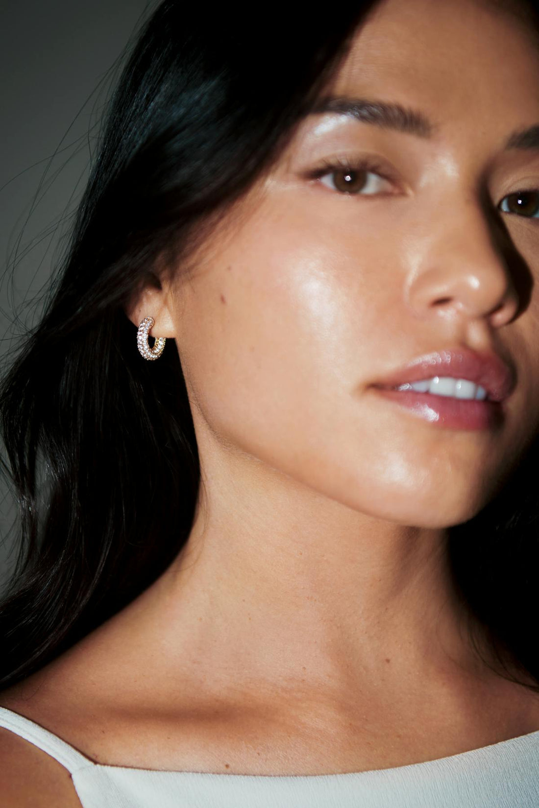 Mini pave hoops - Doré