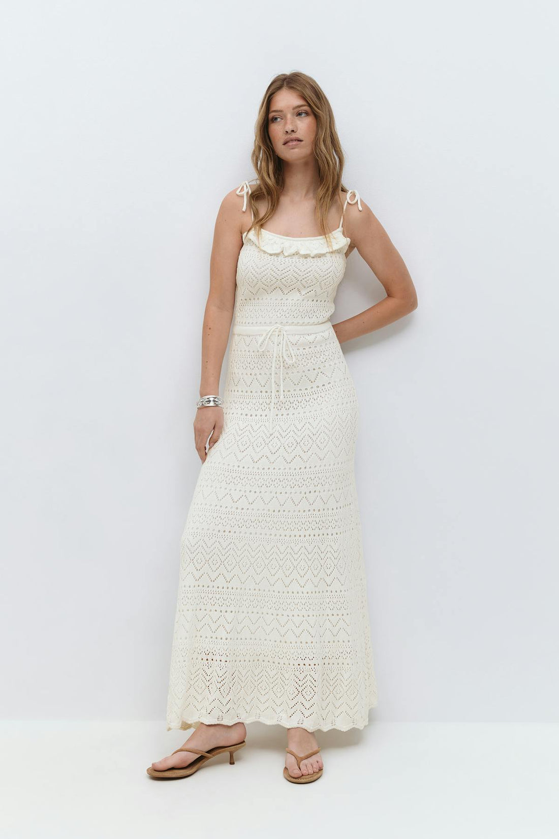 Knitted cotton dress - Blanc cassé