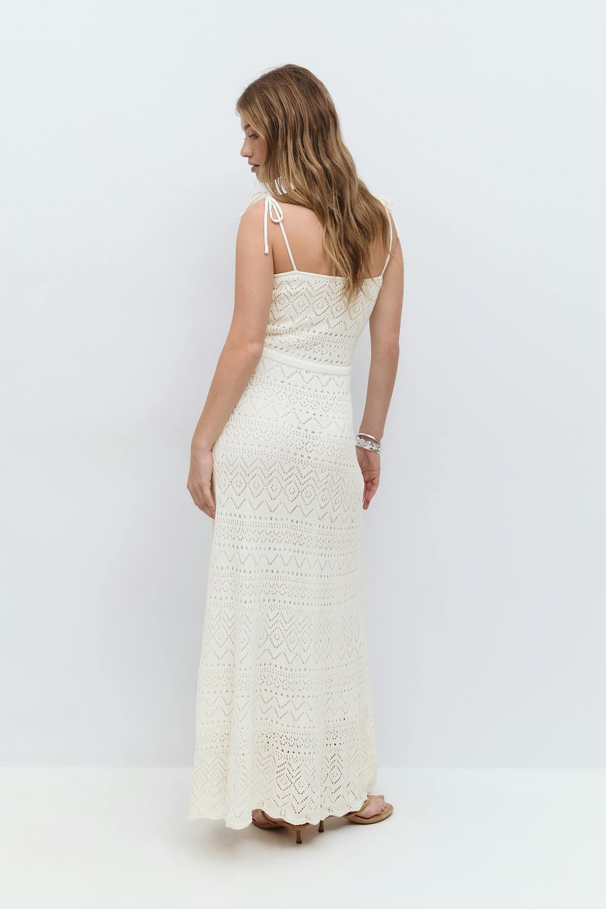 Knitted cotton dress - Blanc cassé
