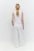 Wide linen trousers - Lt linen beige