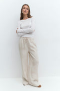 Wide linen trousers - Marron foncé