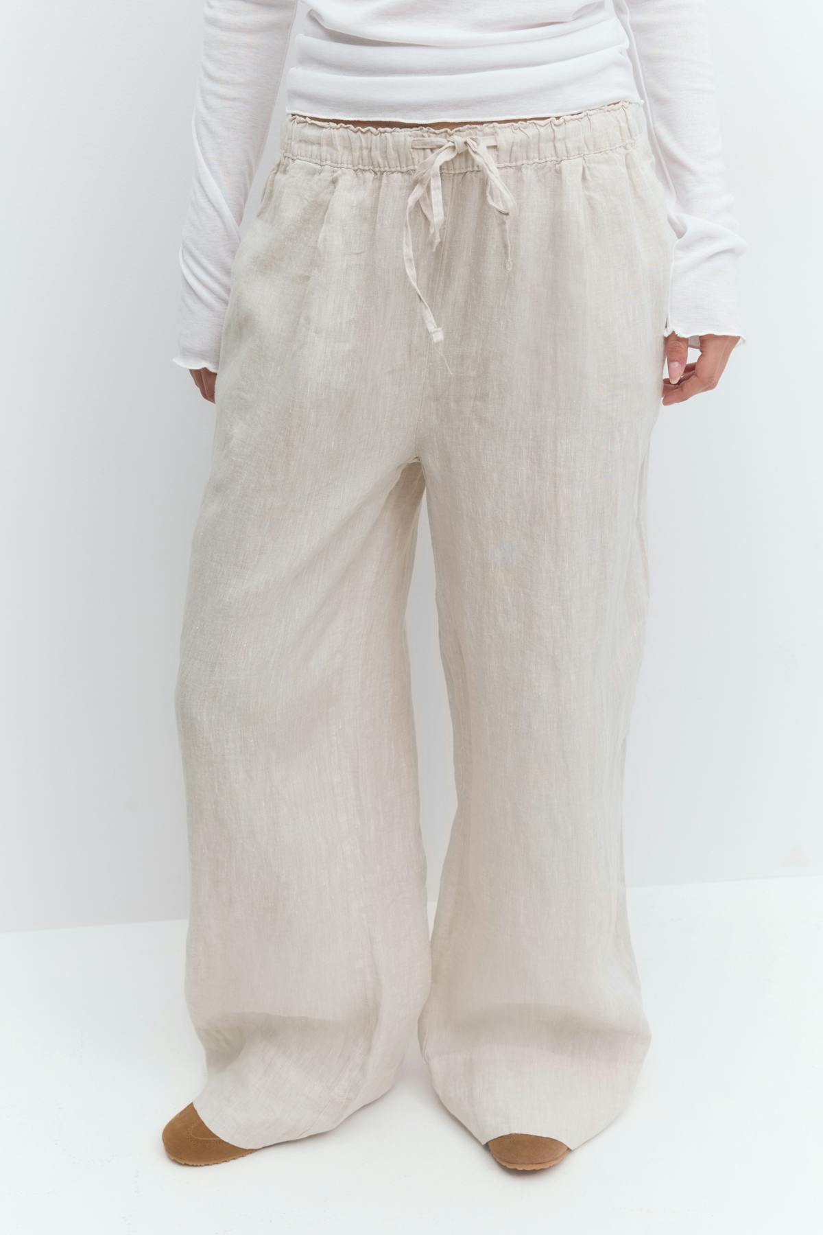 Wide linen trousers - Marron foncé
