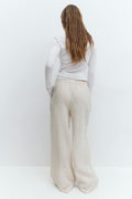 Wide linen trousers - Marron foncé