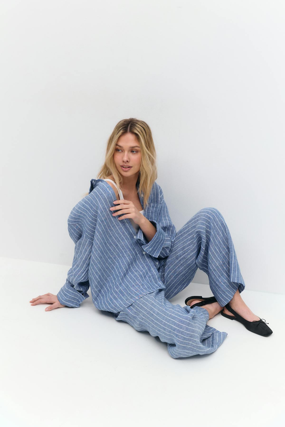 Wide linen trousers - Lt linen beige