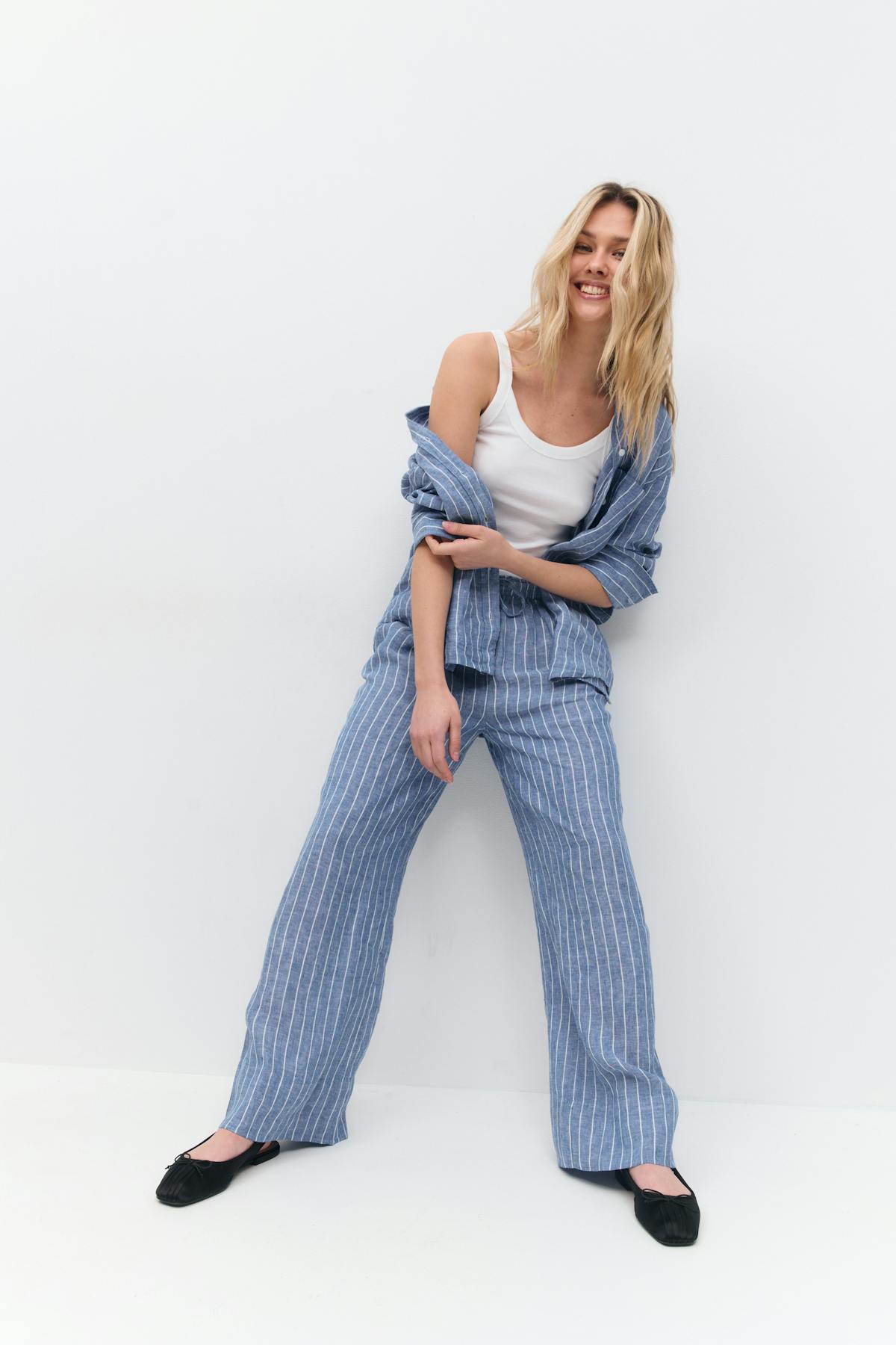 Wide linen trousers - Lt linen beige