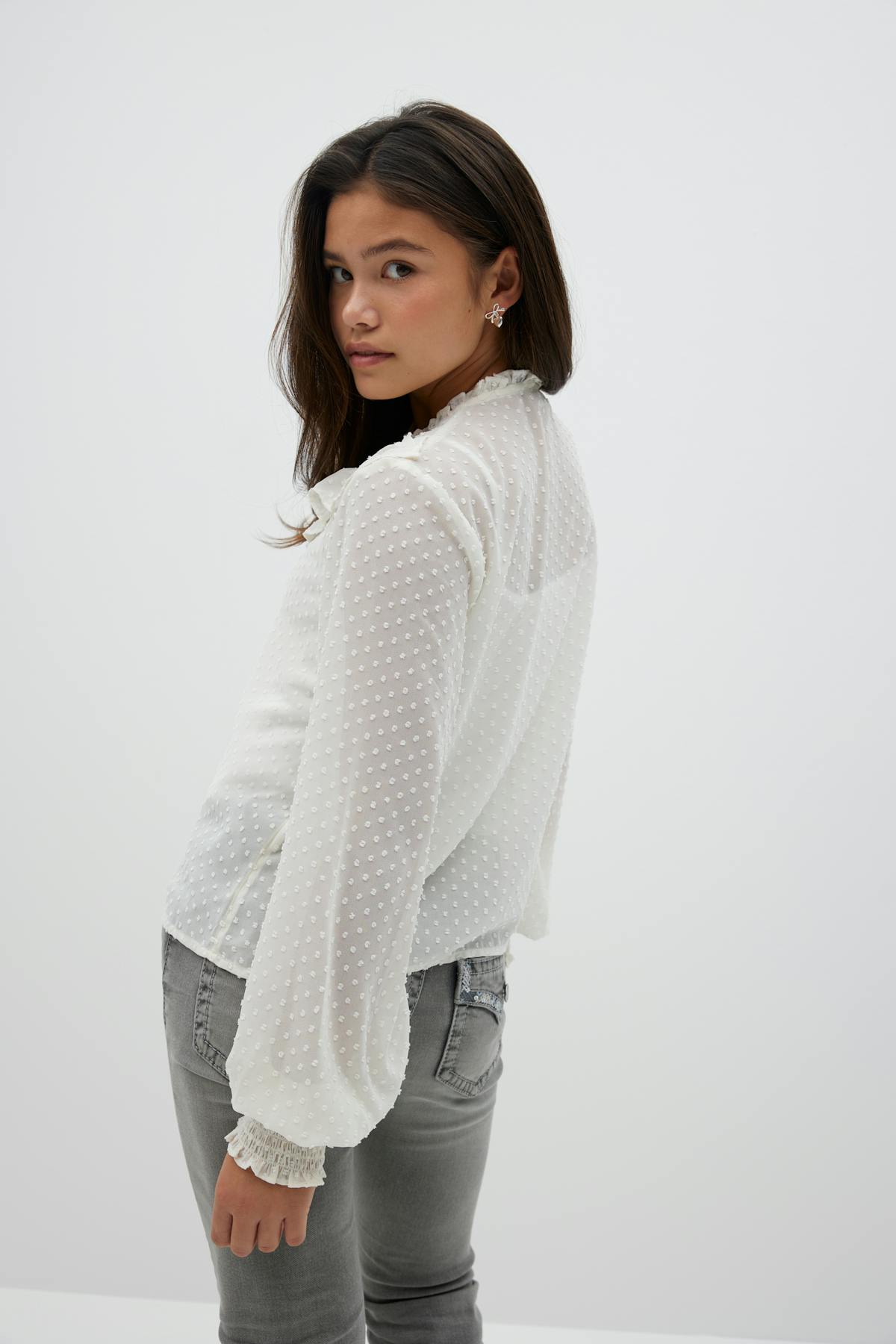Y flounce blouse - Creme