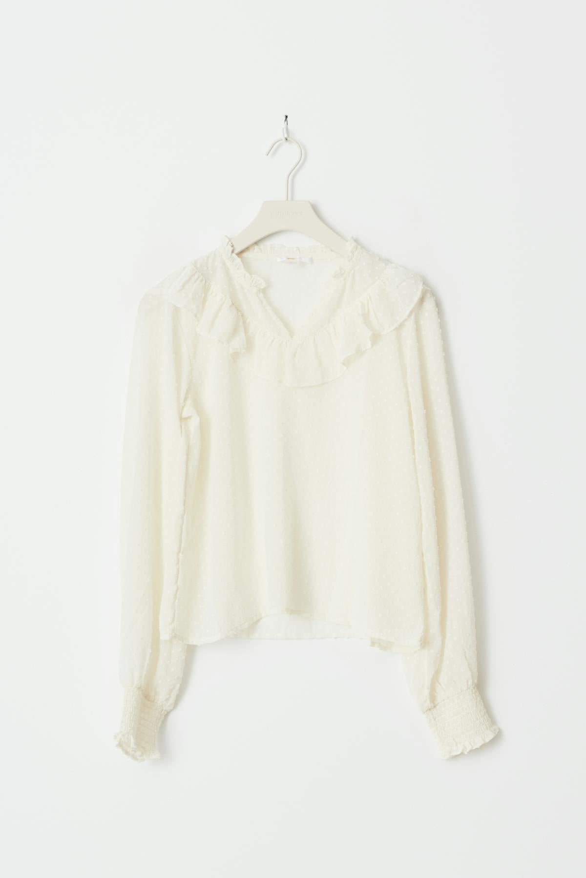 Y flounce blouse - Creme