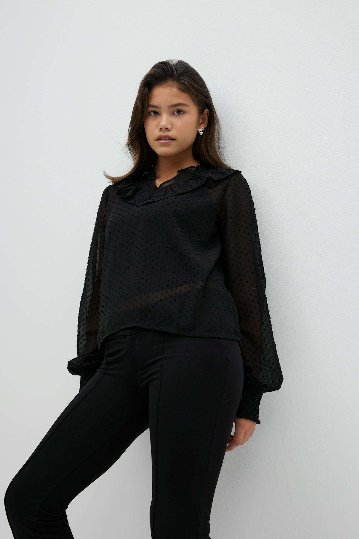 Y flounce blouse - Noir