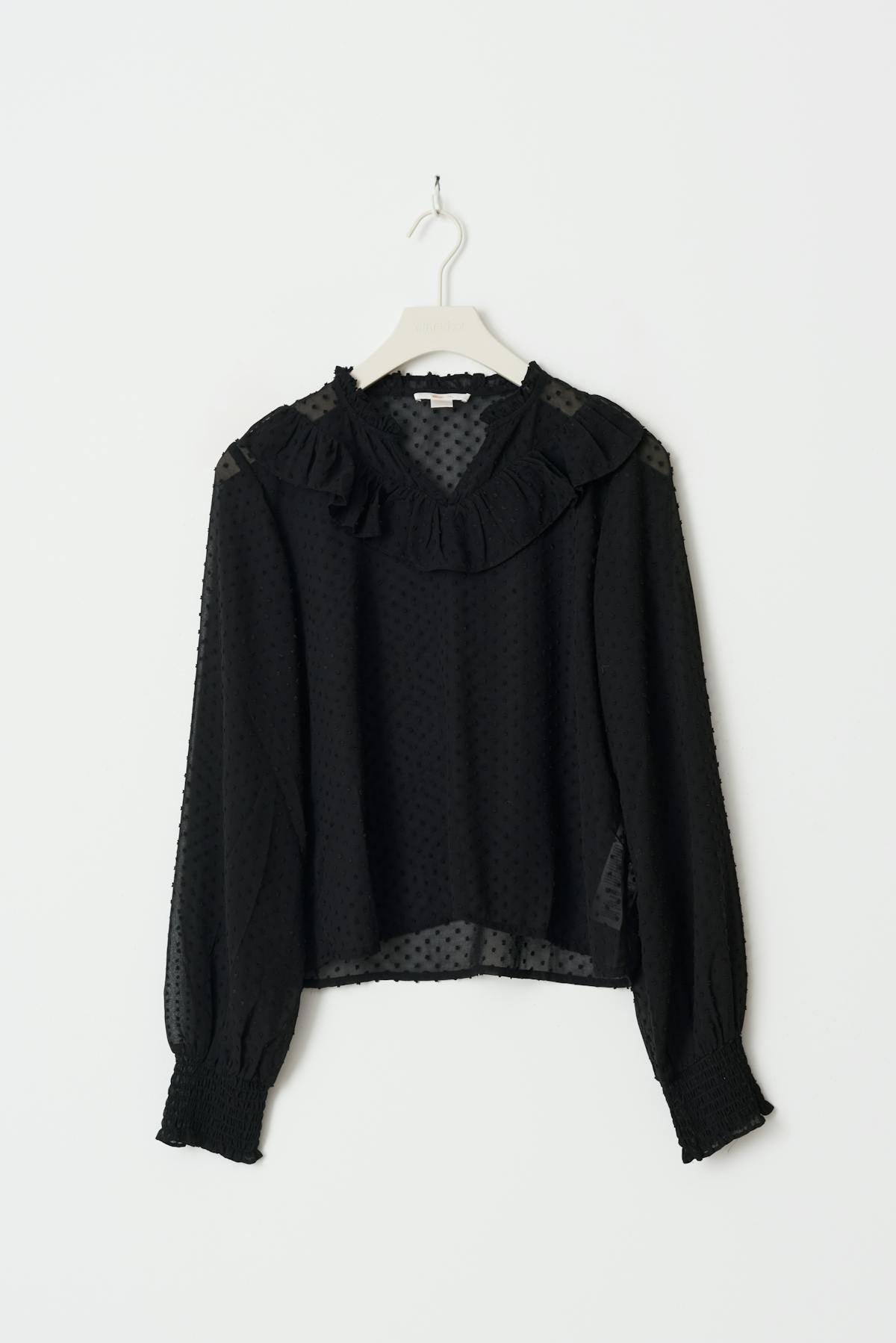 Y flounce blouse - Noir