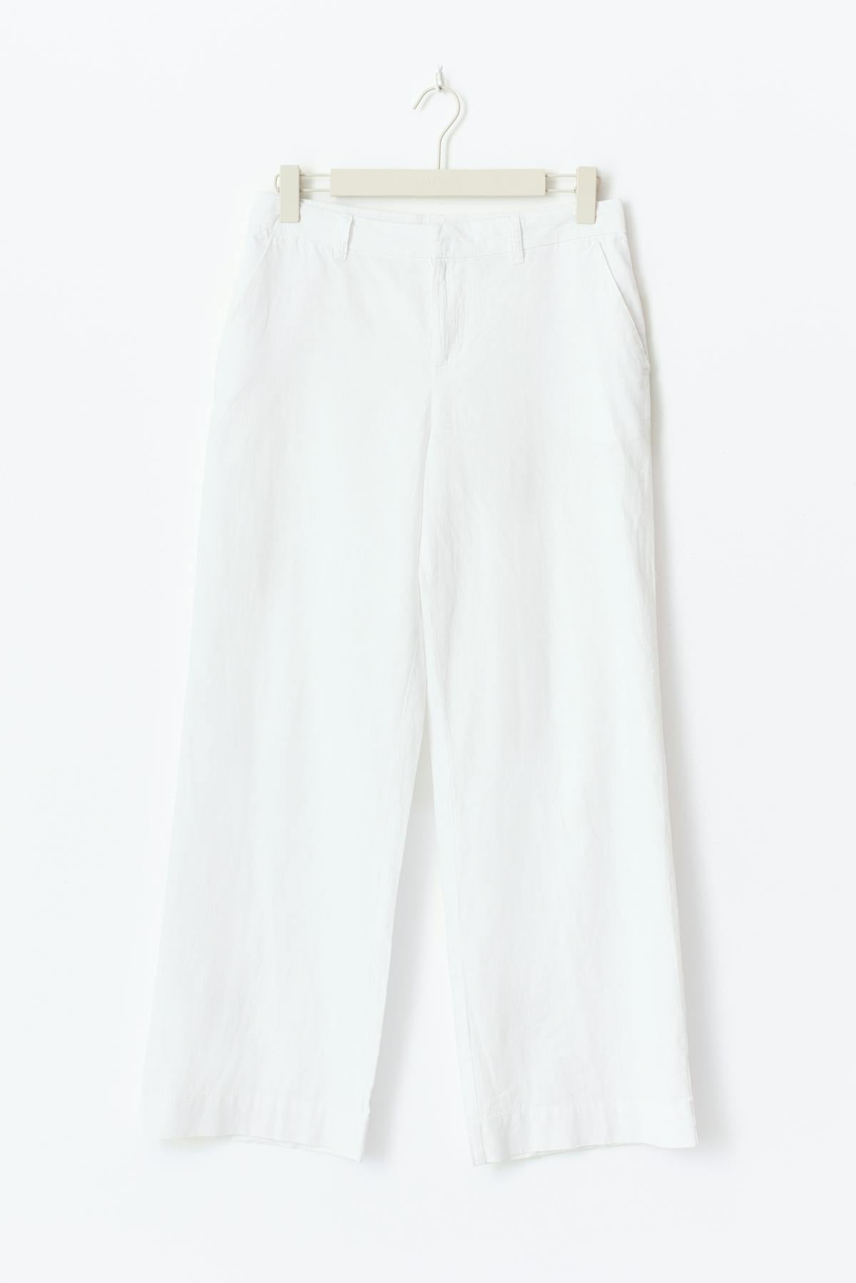 Wide linen blend trousers - Grey stripe