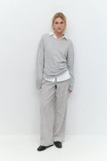 Wide linen blend trousers - Noir