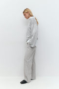 Wide linen blend trousers - Noir