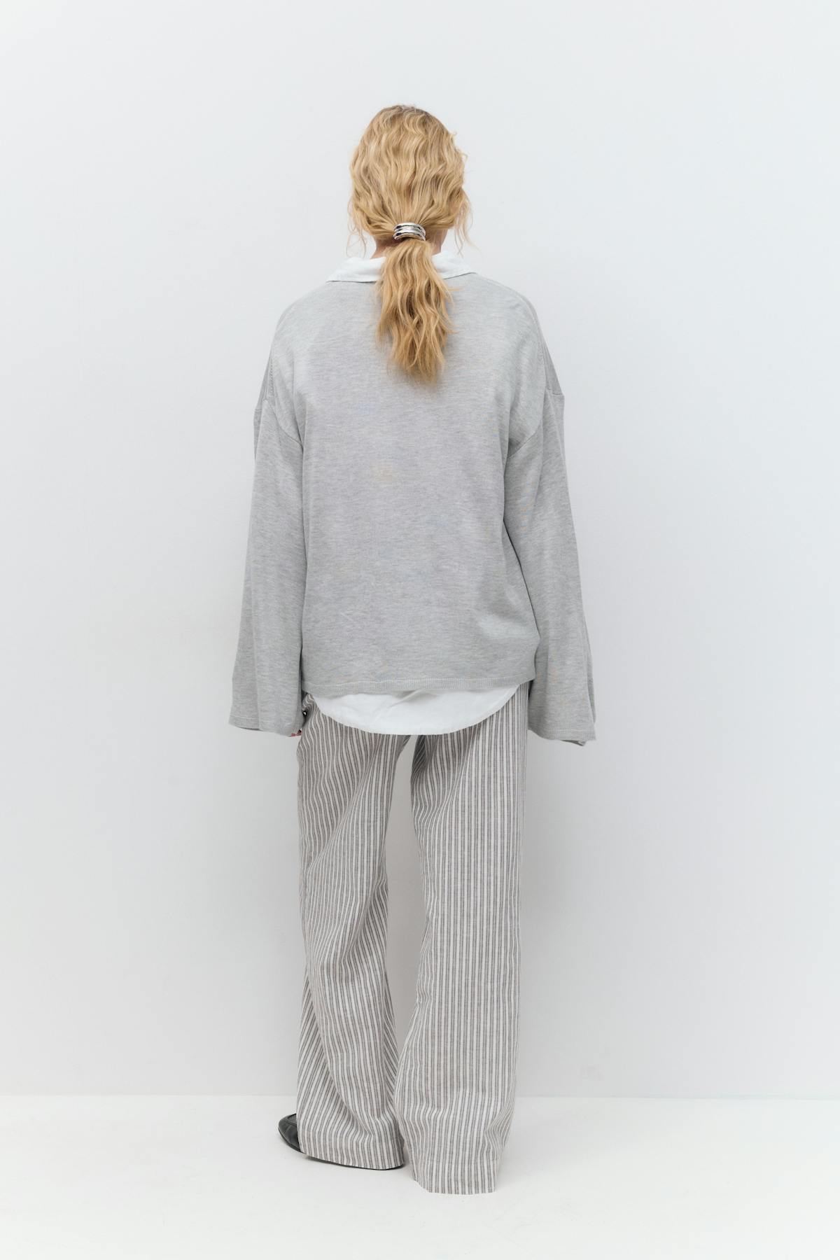 Wide linen blend trousers - Noir
