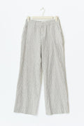 Wide linen blend trousers - Noir