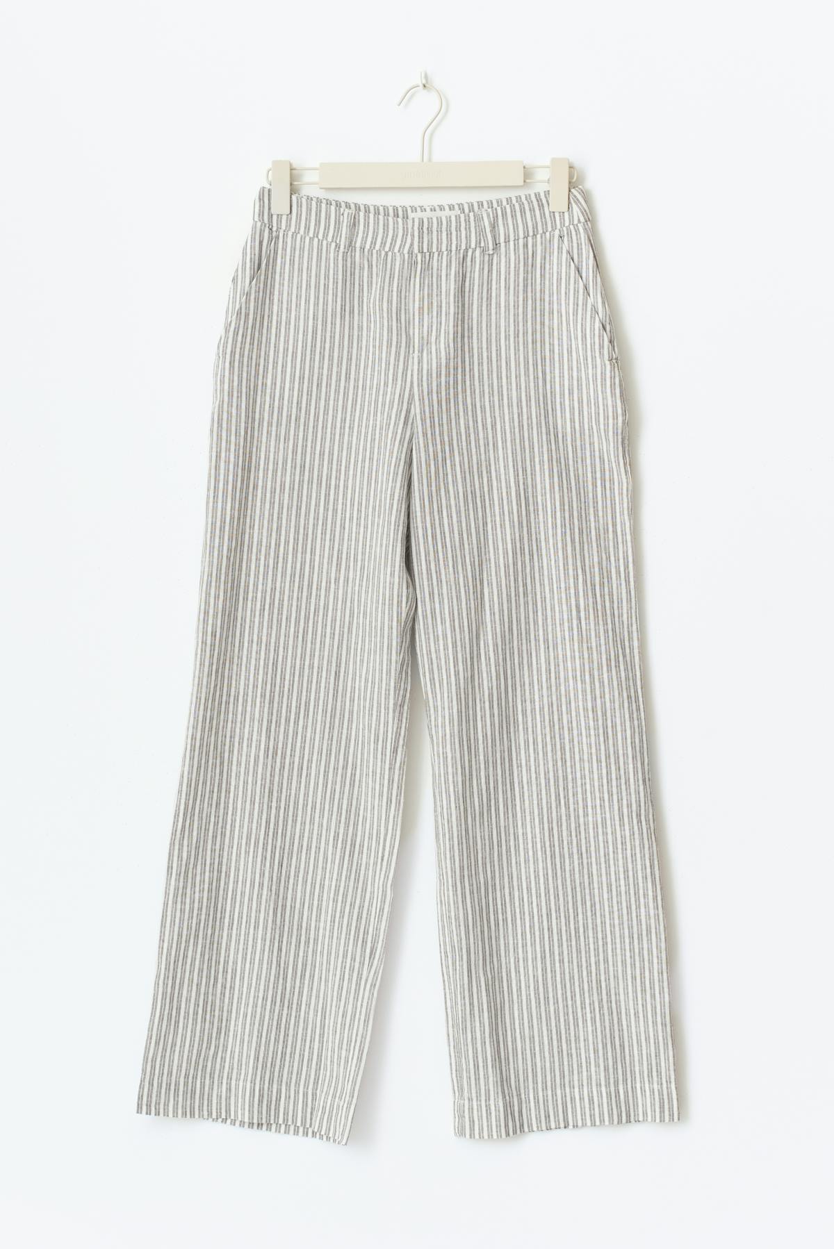 Wide linen blend trousers - Noir