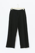 Wide linen blend trousers - Noir