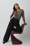 Long sleeve mesh top - Léopard