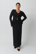 Lace tie front top - Noir